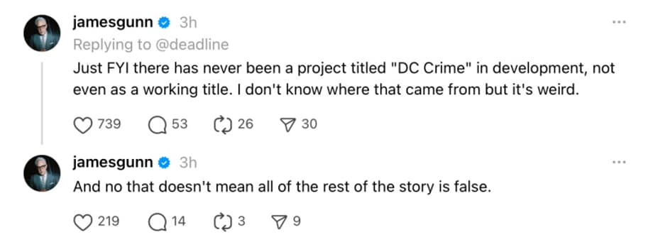 James Gunn Says No DC Crime